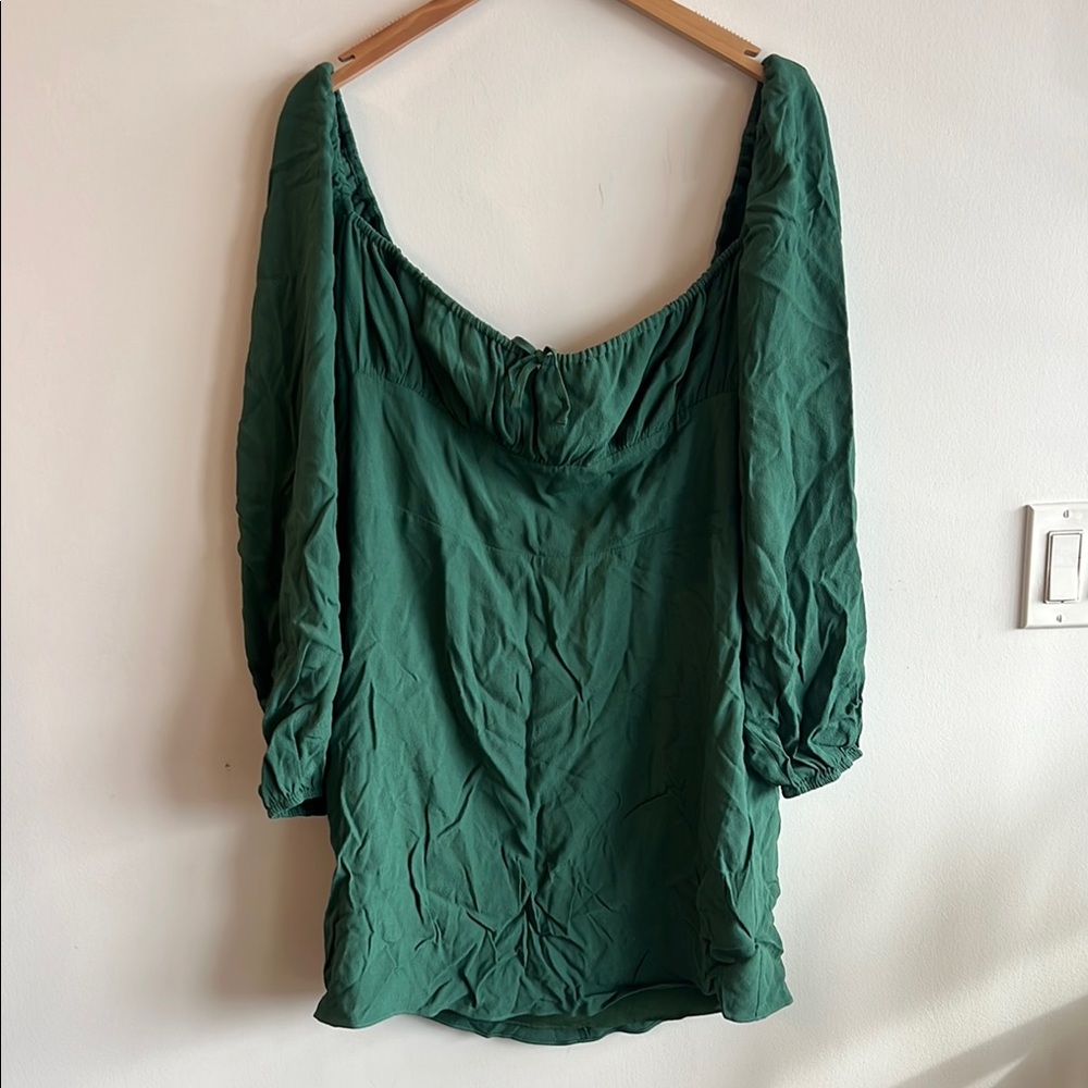 Sunday Best Green Relaxed Puff Sleeve Blouse